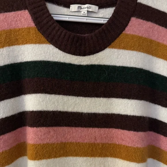 MADEWELL Payton Striped Merino Wool / Alpaca Blend Balloon Sleeve Sweater Size M - Picture 11 of 13
